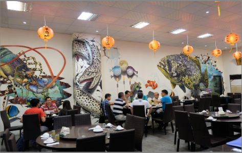 渭南海鲜餐厅墙体彩绘